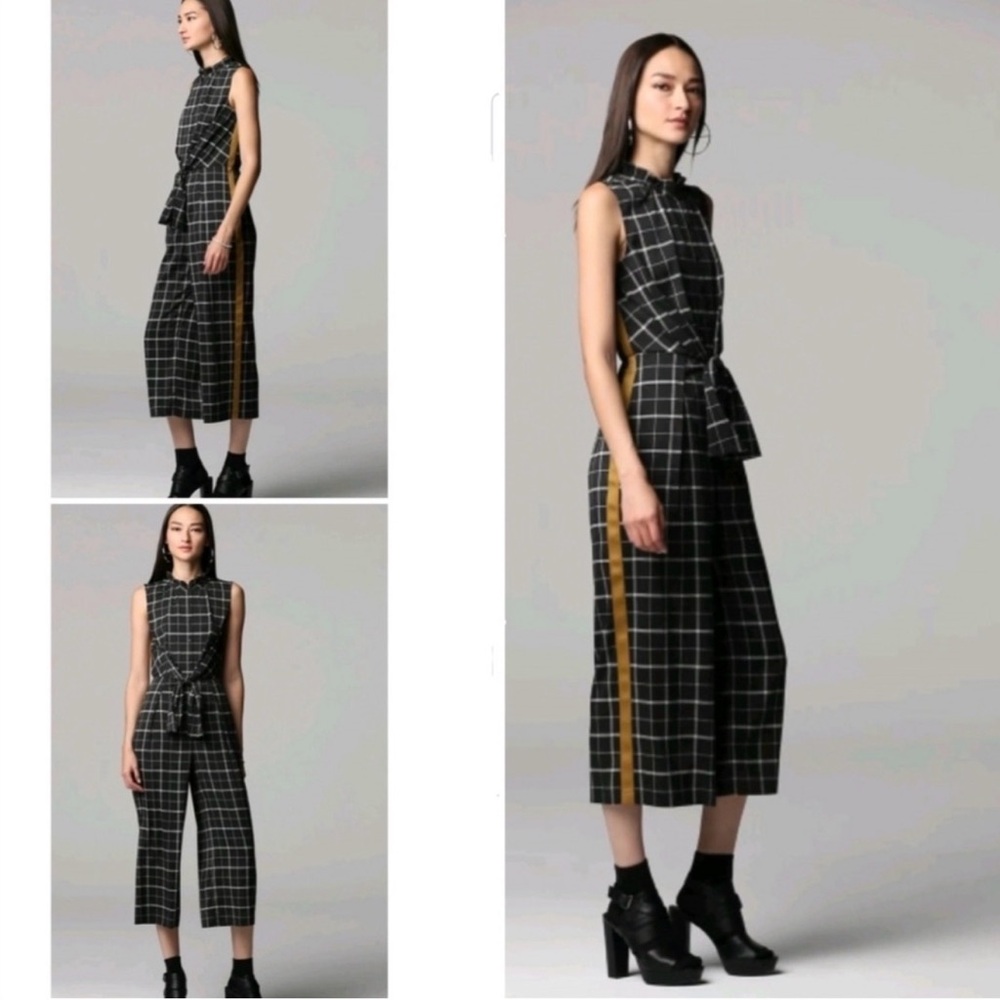 SIMPLY VERA VERAWANG Plaid Sleeveless Jumpsuit with Cinch waist and pockets